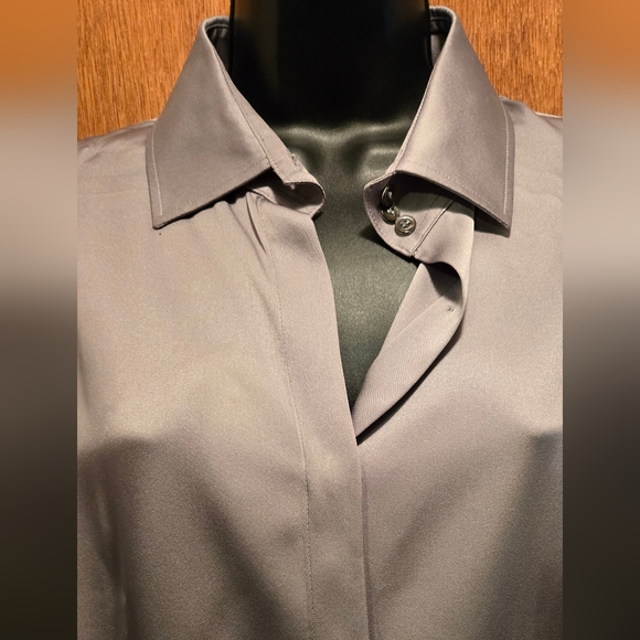 Armani Collezioni steel Chic silk Blouse sz12 - Picture 4 of 8